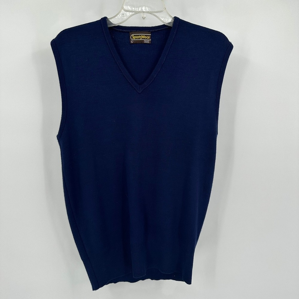 Vintage Sears Sportswear Mens V-Neck Knit Sweater Vest Size L Preppy Old‎ Money